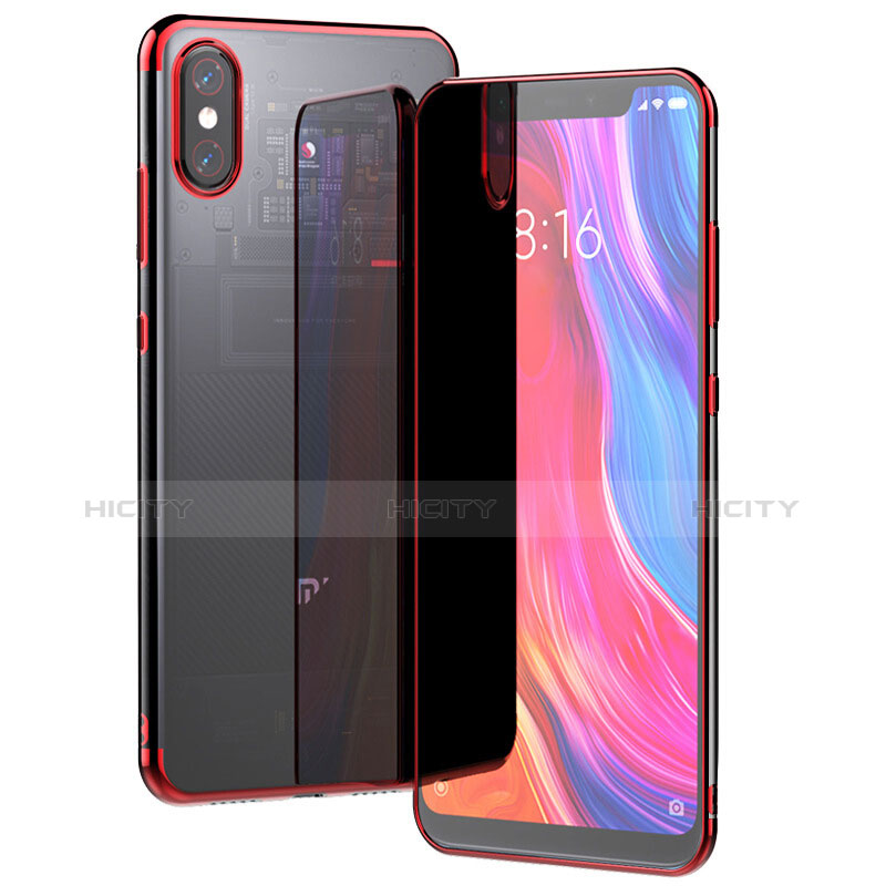 Etui Ultra Fine TPU Souple Transparente T06 pour Xiaomi Mi 8 Screen Fingerprint Edition Rouge Plus