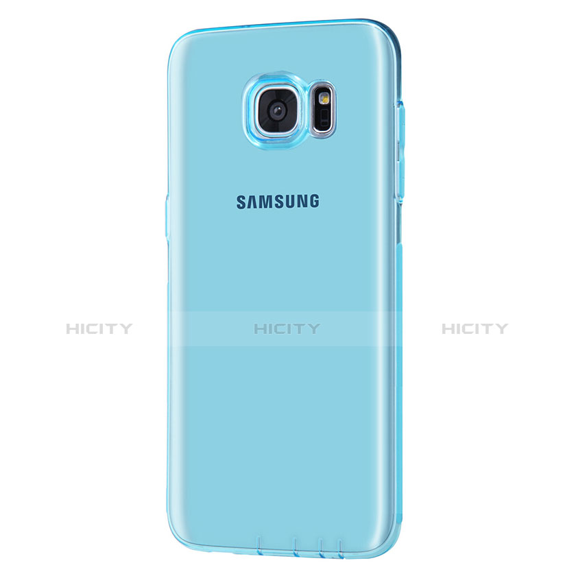 Etui Ultra Fine TPU Souple Transparente T07 pour Samsung Galaxy S7 Edge G935F Bleu Plus