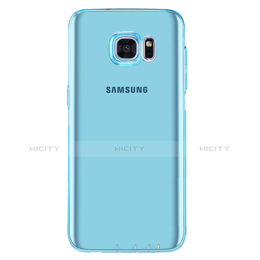 Etui Ultra Fine TPU Souple Transparente T07 pour Samsung Galaxy S7 Edge G935F Bleu Plus