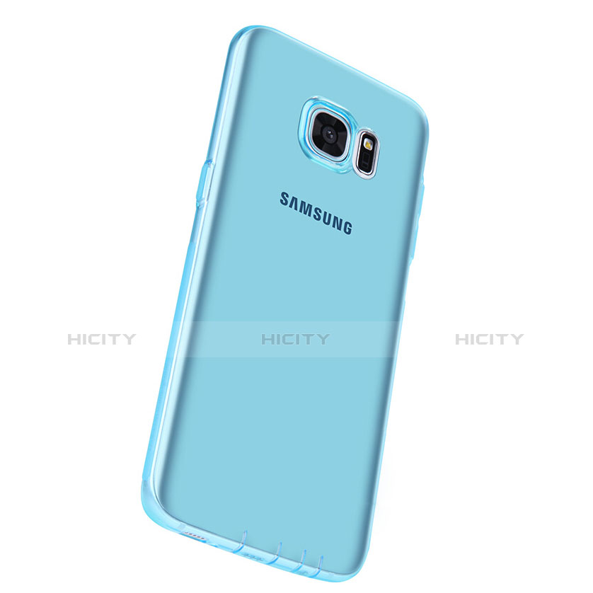 Etui Ultra Fine TPU Souple Transparente T07 pour Samsung Galaxy S7 Edge G935F Bleu Plus