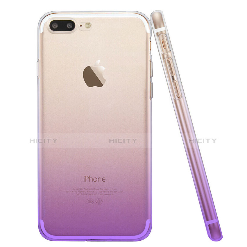 Etui Ultra Fine Transparente Souple Degrade pour Apple iPhone 7 Plus Violet Plus