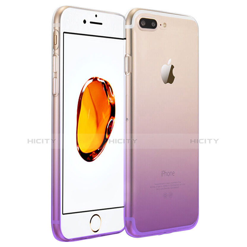 Etui Ultra Fine Transparente Souple Degrade pour Apple iPhone 7 Plus Violet Plus