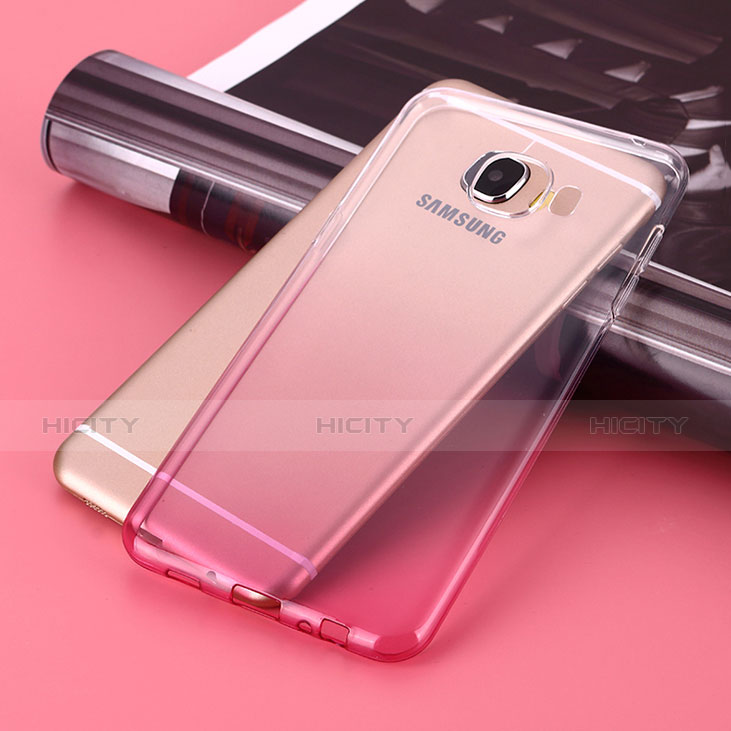 Etui Ultra Fine Transparente Souple Degrade pour Samsung Galaxy C7 SM-C7000 Rose Plus