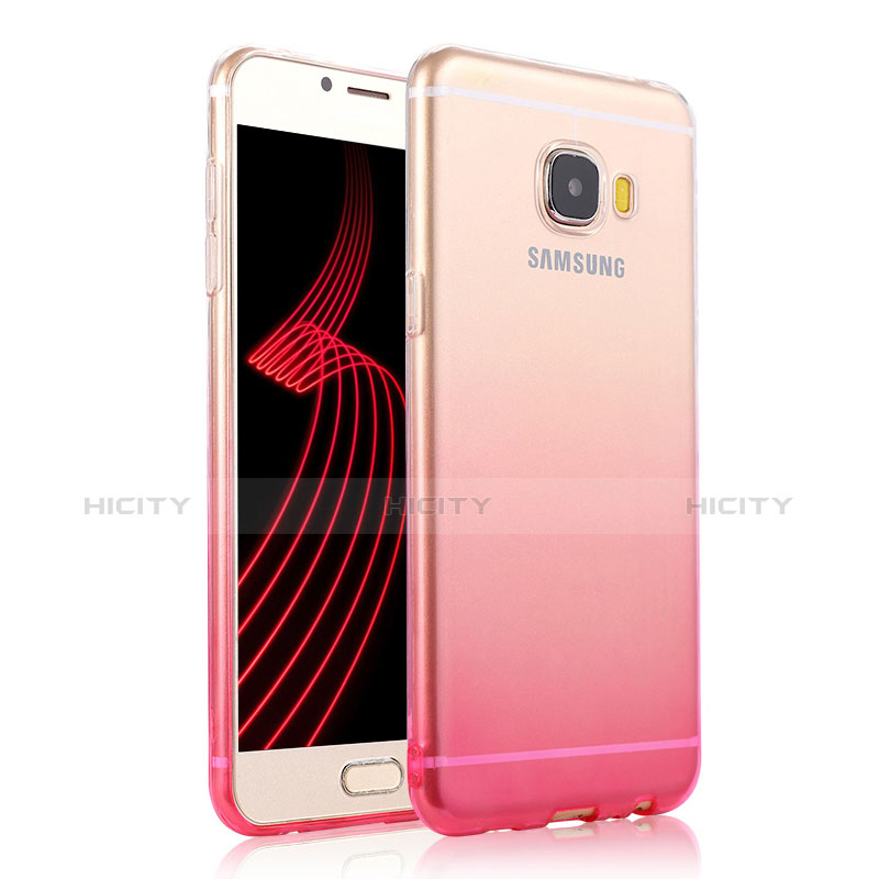 Etui Ultra Fine Transparente Souple Degrade T04 pour Samsung Galaxy C5 Pro C5010 Rose Plus