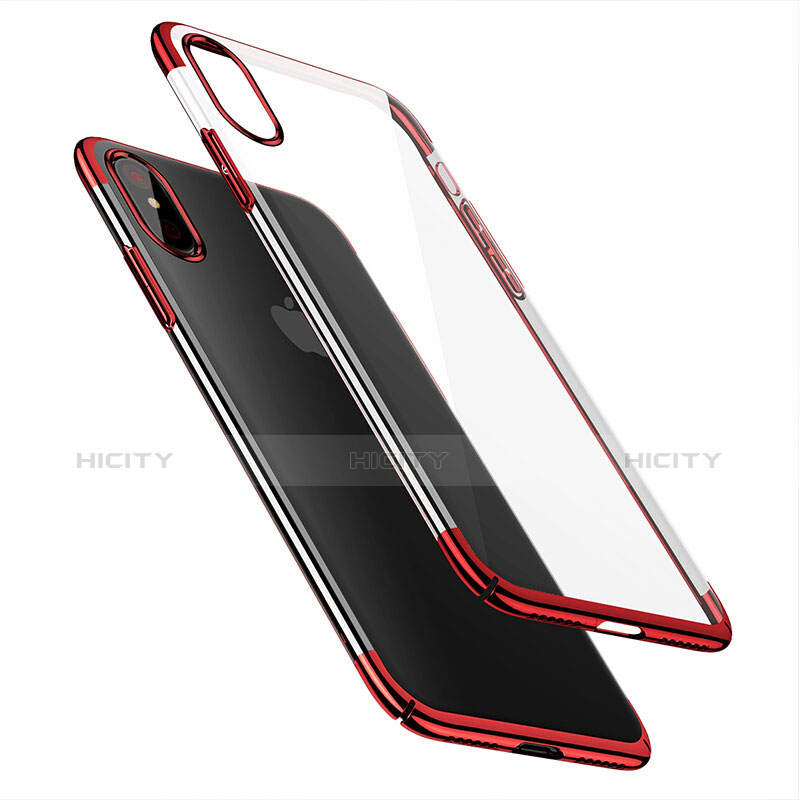 Etui Ultra Slim Plastique Rigide Transparente pour Apple iPhone X Rouge Plus