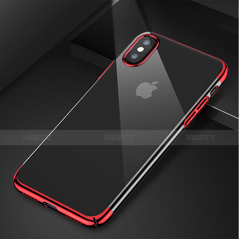 Etui Ultra Slim Plastique Rigide Transparente pour Apple iPhone X Rouge Plus