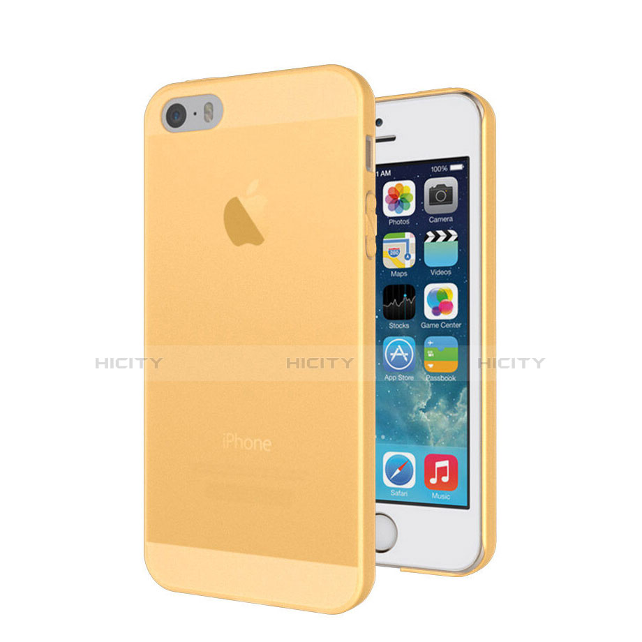 Etui Ultra Slim Silicone Mat Transparente pour Apple iPhone 5 Or Plus