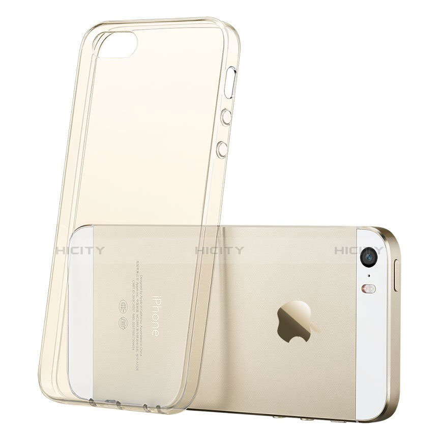 Etui Ultra Slim Silicone Souple Transparente pour Apple iPhone 5 Or Plus