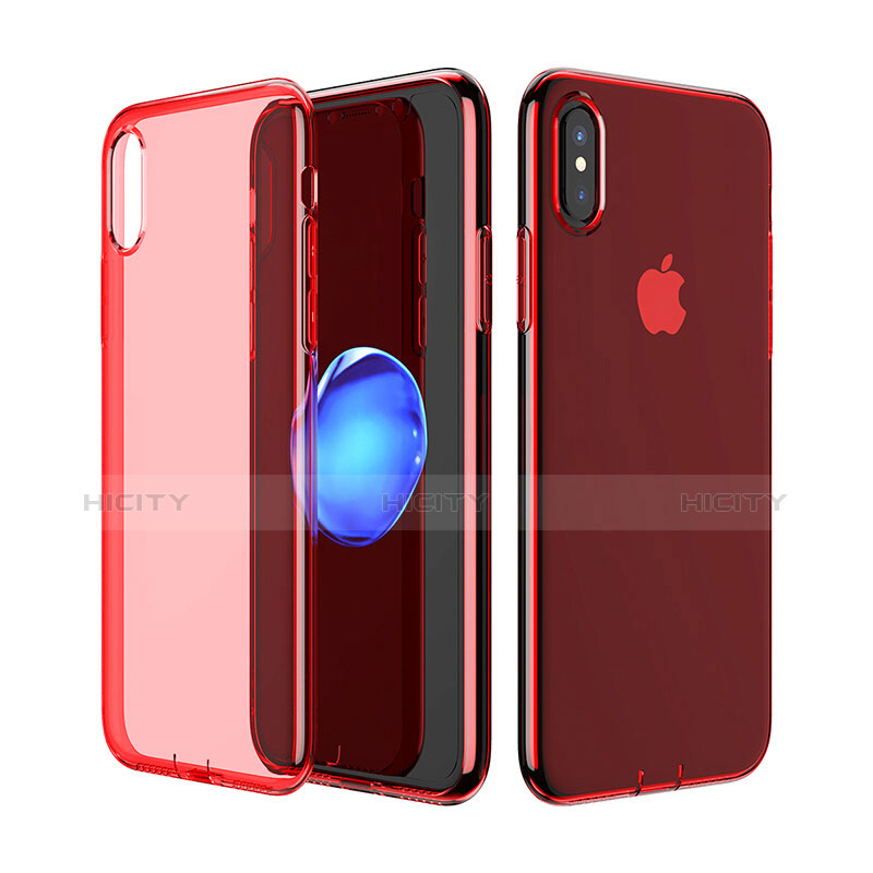 Etui Ultra Slim Silicone Souple Transparente pour Apple iPhone X Rouge Plus