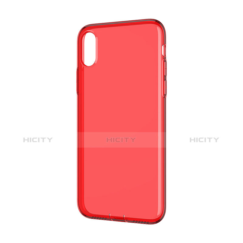 Etui Ultra Slim Silicone Souple Transparente pour Apple iPhone X Rouge Plus