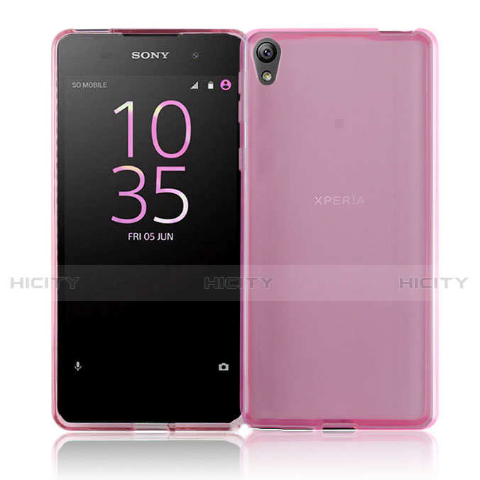 Etui Ultra Slim Silicone Souple Transparente pour Sony Xperia E5 Rose Plus