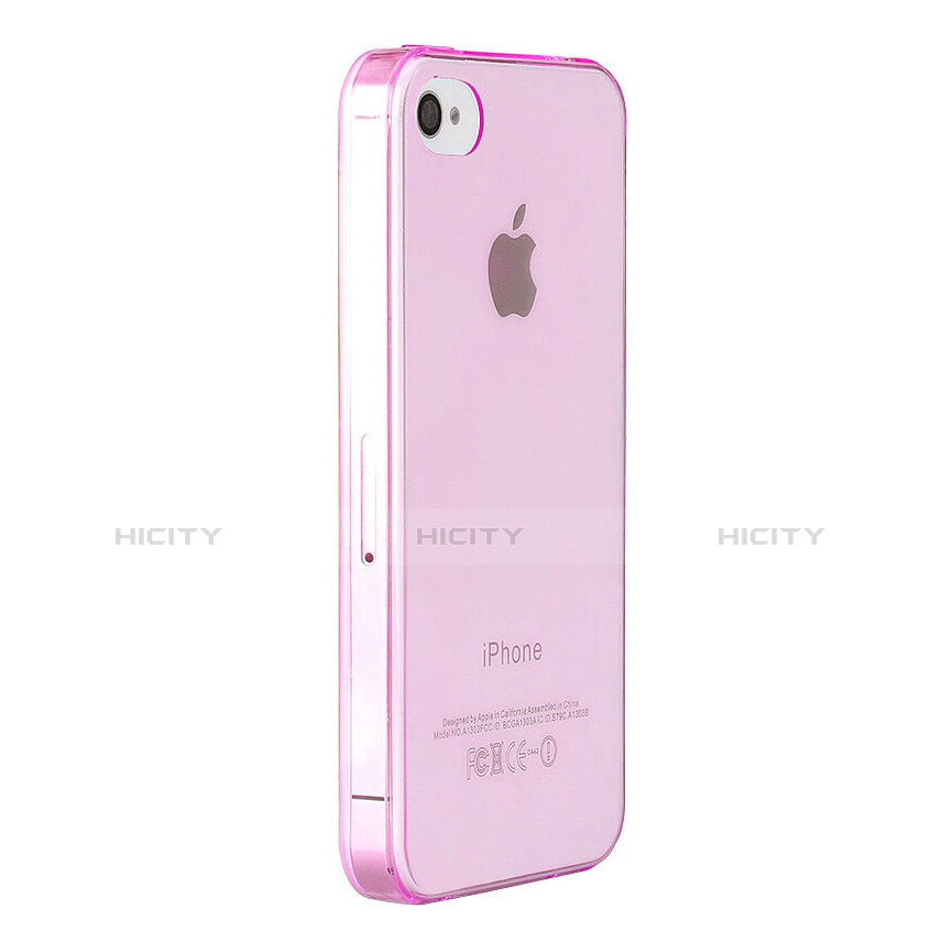 Etui Ultra Slim TPU Souple Transparente pour Apple iPhone 4 Rose Plus