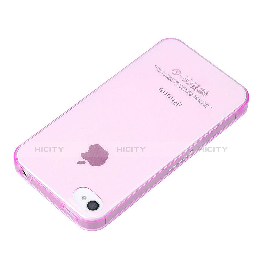 Etui Ultra Slim TPU Souple Transparente pour Apple iPhone 4 Rose Plus