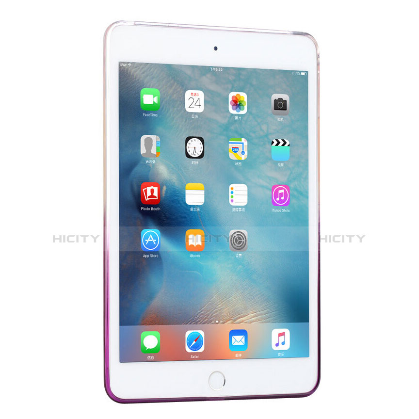 Etui Ultra Slim Transparente Souple Degrade pour Apple iPad Mini 4 Violet Plus