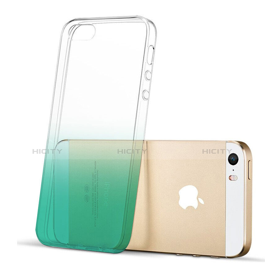 Etui Ultra Slim Transparente Souple Degrade pour Apple iPhone 5 Vert Plus