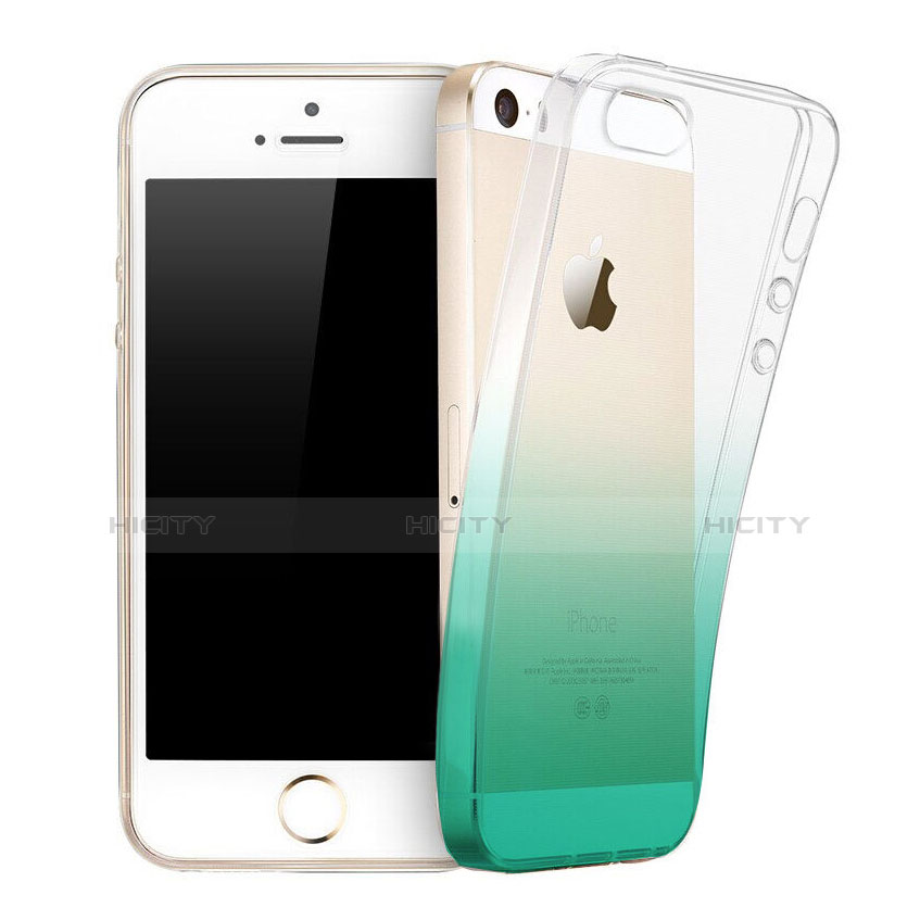 Etui Ultra Slim Transparente Souple Degrade pour Apple iPhone 5S Vert Plus