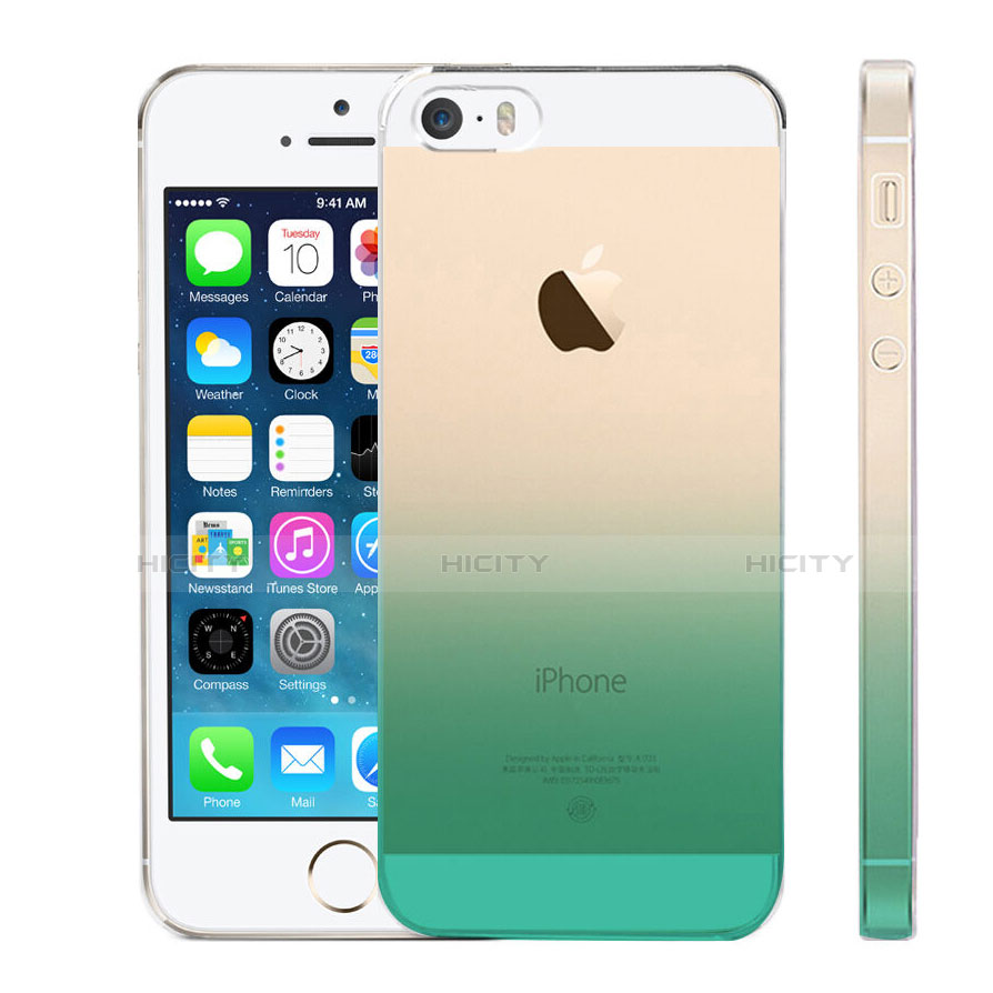 Etui Ultra Slim Transparente Souple Degrade pour Apple iPhone 5S Vert Plus