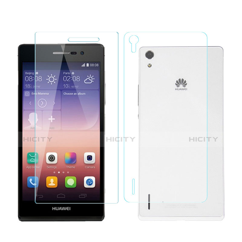 Film Protecteur d'Ecran Avant et Arriere Verre Trempe pour Huawei Ascend P7 Clair Plus