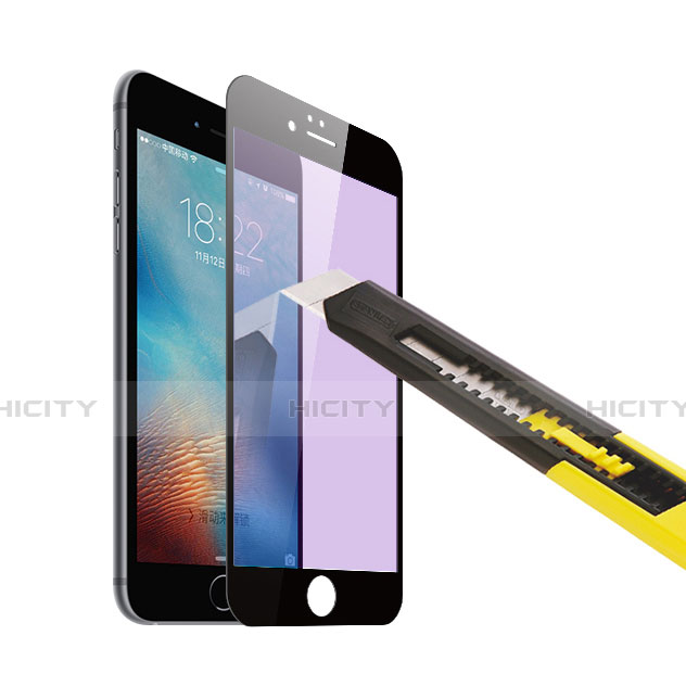 Film Protecteur d'Ecran Verre Trempe Integrale Anti-Lumiere Bleue pour Apple iPhone 6 Plus Noir Plus