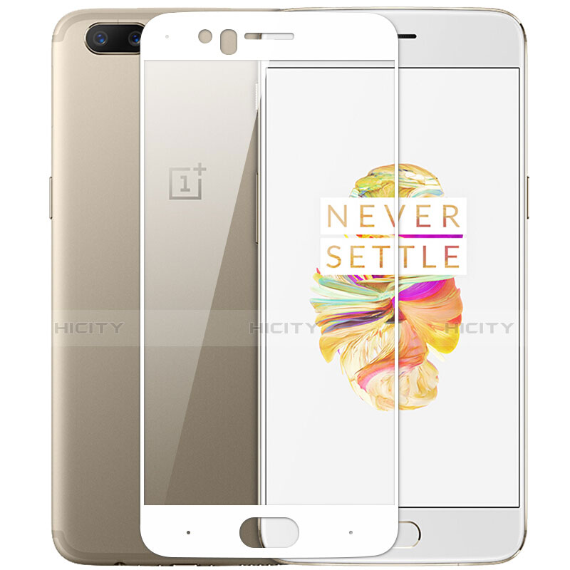 Film Protecteur d'Ecran Verre Trempe Integrale F06 pour OnePlus 5 Blanc Plus