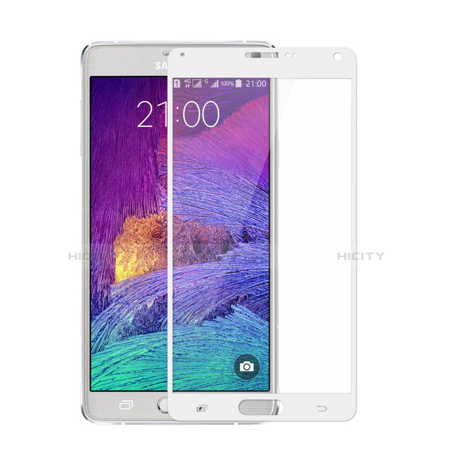 Film Protecteur d'Ecran Verre Trempe Integrale pour Samsung Galaxy Note 4 SM-N910F Blanc Plus