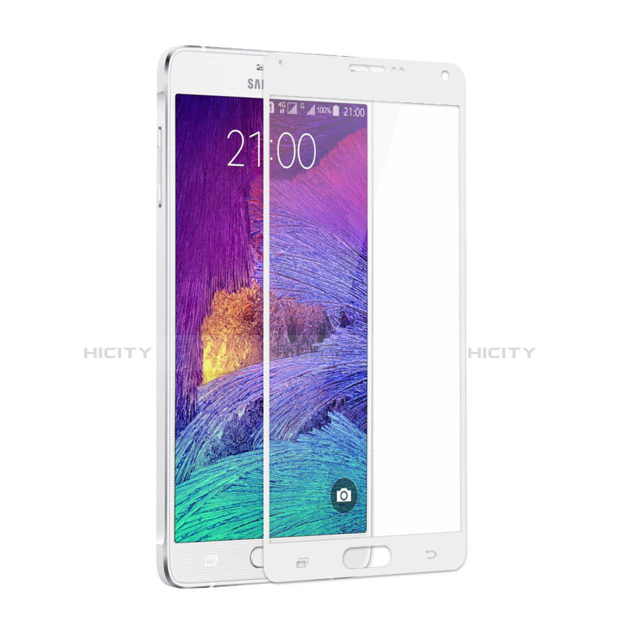 Film Protecteur d'Ecran Verre Trempe Integrale pour Samsung Galaxy Note 4 SM-N910F Blanc Plus