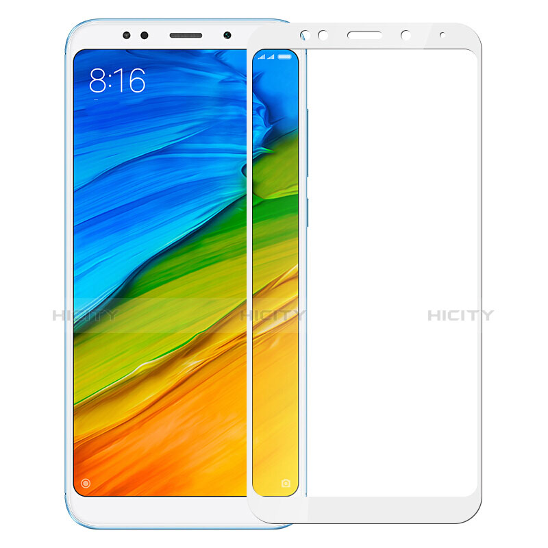 Film Protection Protecteur d'Ecran Verre Trempe Integrale pour Xiaomi Redmi 5 Plus Blanc Plus