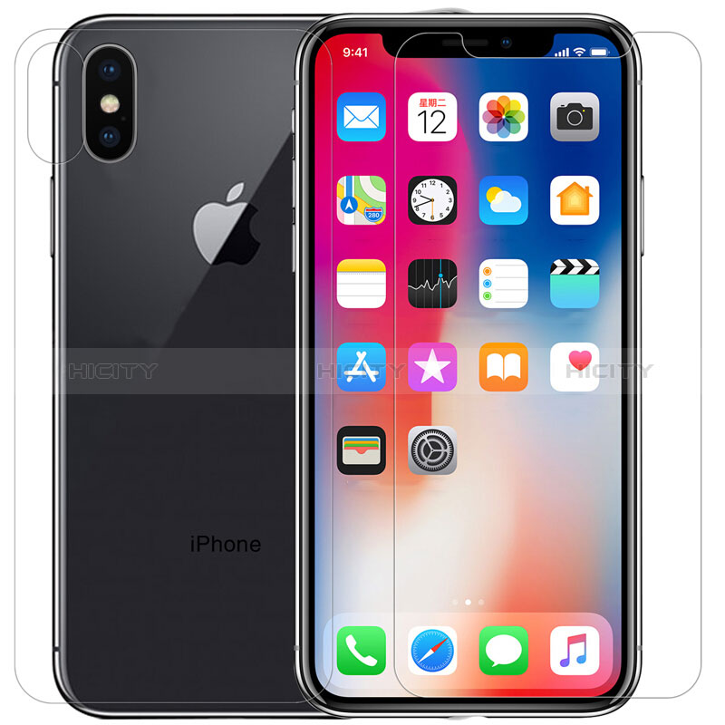 Film Protection Verre Trempe Protecteur d'Ecran Avant et Arriere T02 pour Apple iPhone Xs Clair Plus