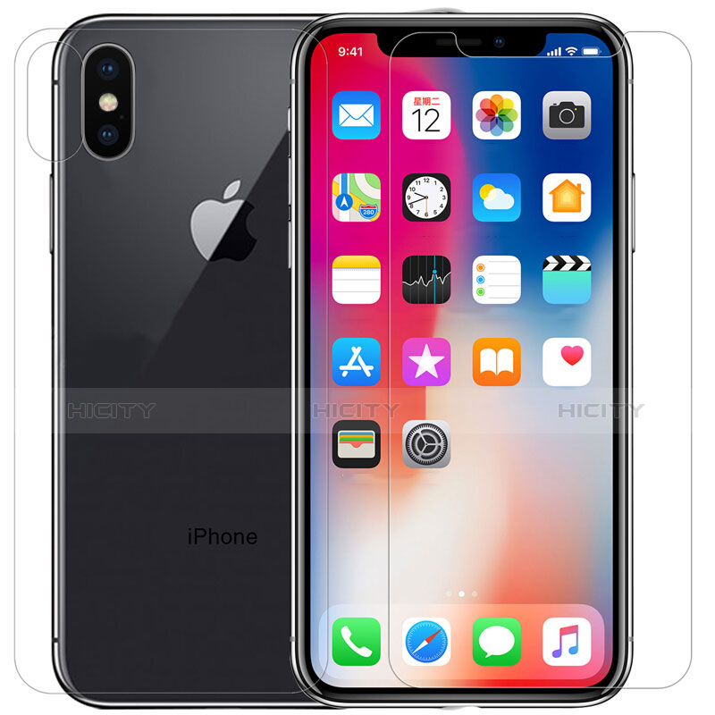 Film Protection Verre Trempe Protecteur d'Ecran Avant et Arriere T02 pour Apple iPhone Xs Max Clair Plus