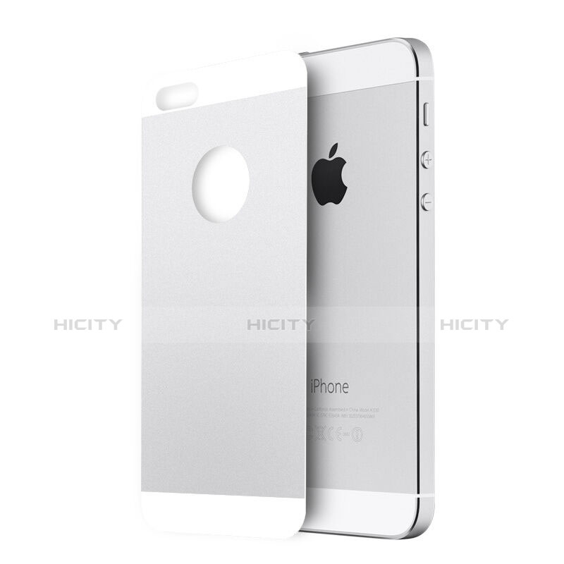 Film Verre Trempe Arriere Protecteur d'Ecran pour Apple iPhone 5 Argent Plus