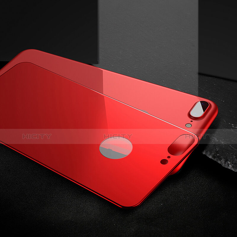 Film Verre Trempe Arriere Protecteur d'Ecran pour Apple iPhone 8 Plus Rouge Plus