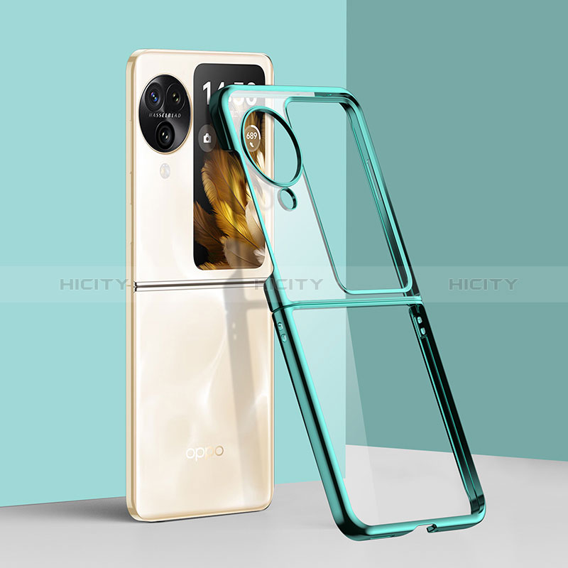 Housse Antichocs Rigide Transparente Crystal QH1 pour Oppo Find N3 Flip 5G Vert Plus