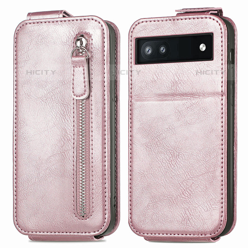 Housse Clapet Portefeuille Cuir pour Google Pixel 6a 5G Or Rose Plus