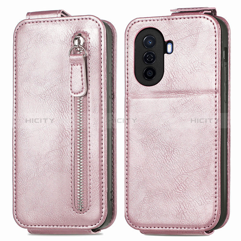 Housse Clapet Portefeuille Cuir pour Huawei Enjoy 50 Or Rose Plus