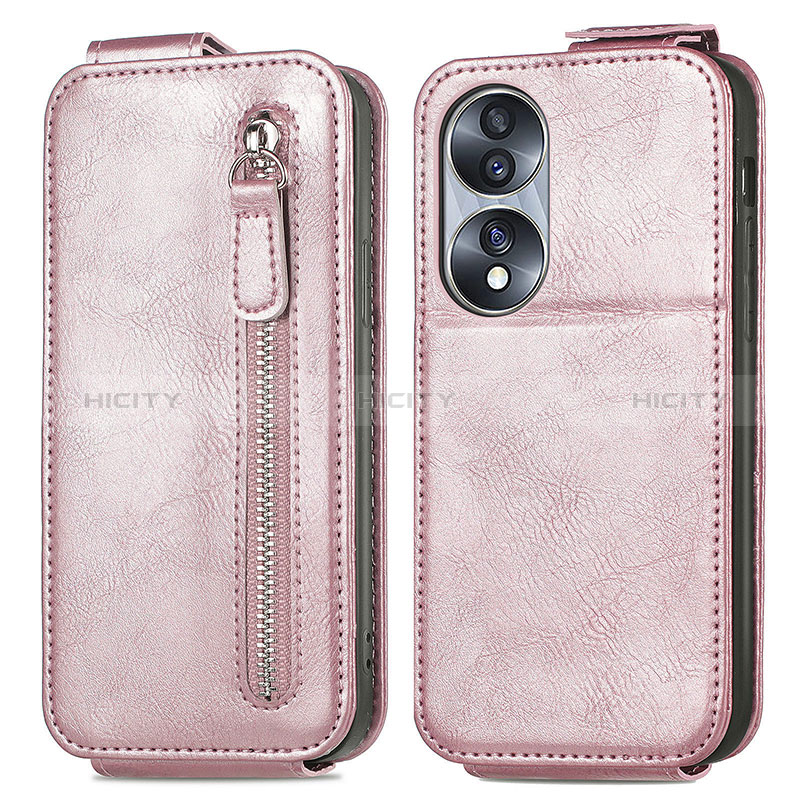 Housse Clapet Portefeuille Cuir pour Huawei Honor 70 5G Or Rose Plus