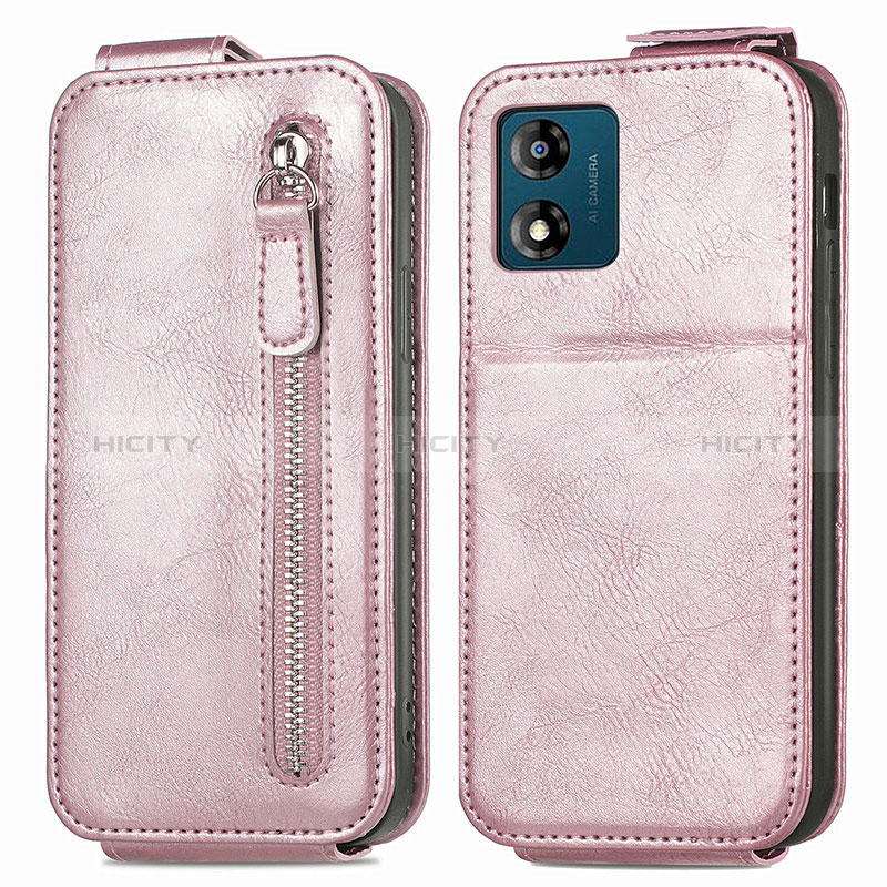 Housse Clapet Portefeuille Cuir pour Motorola Moto E13 Or Rose Plus