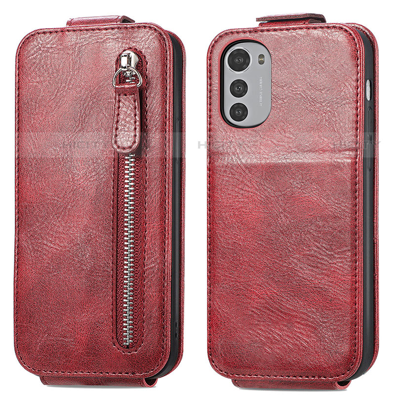 Housse Clapet Portefeuille Cuir pour Motorola Moto E32s Rouge Plus