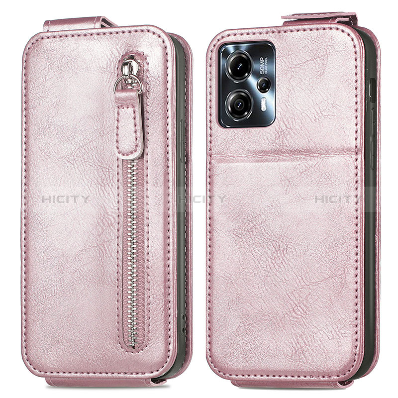 Housse Clapet Portefeuille Cuir pour Motorola Moto G23 Or Rose Plus