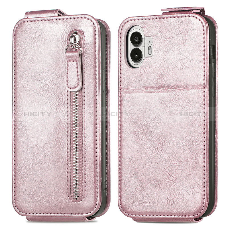 Housse Clapet Portefeuille Cuir pour Nothing Phone 2 Or Rose Plus