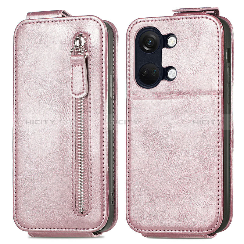 Housse Clapet Portefeuille Cuir pour OnePlus Ace 2V 5G Or Rose Plus