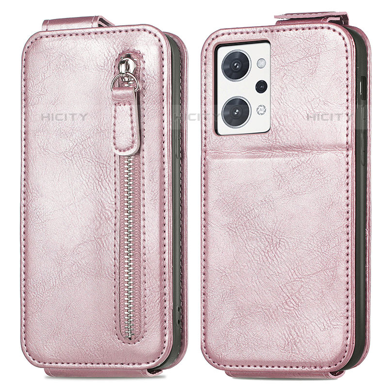 Housse Clapet Portefeuille Cuir pour Oppo Reno7 A Or Rose Plus