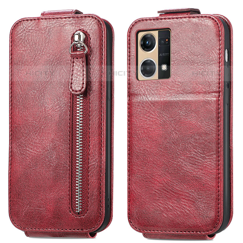 Housse Clapet Portefeuille Cuir pour Oppo Reno8 4G Rouge Plus