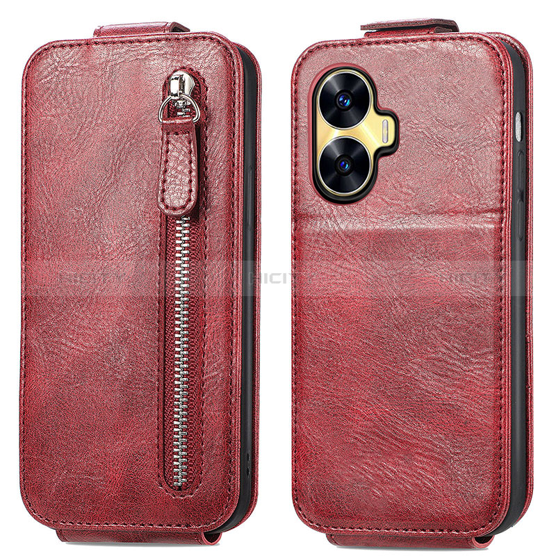 Housse Clapet Portefeuille Cuir pour Realme Narzo N55 Rouge Plus