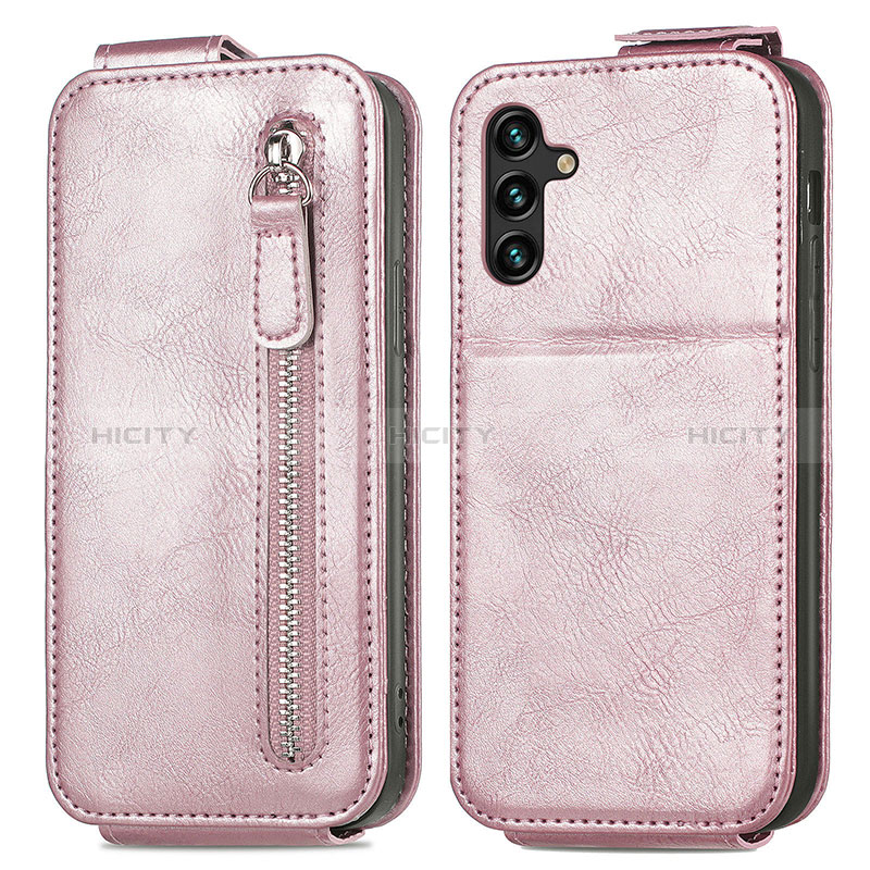 Housse Clapet Portefeuille Cuir pour Samsung Galaxy A04s Or Rose Plus