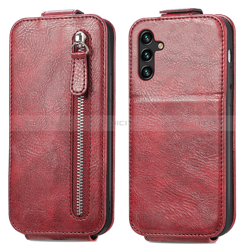 Housse Clapet Portefeuille Cuir pour Samsung Galaxy A04s Rouge Plus