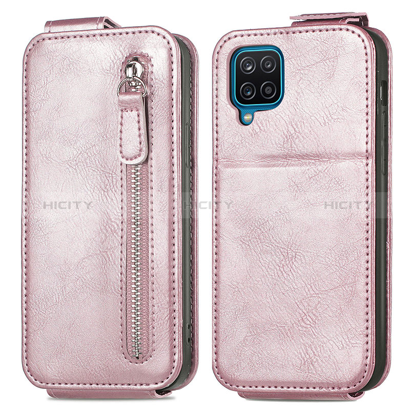 Housse Clapet Portefeuille Cuir pour Samsung Galaxy A12 Nacho Or Rose Plus