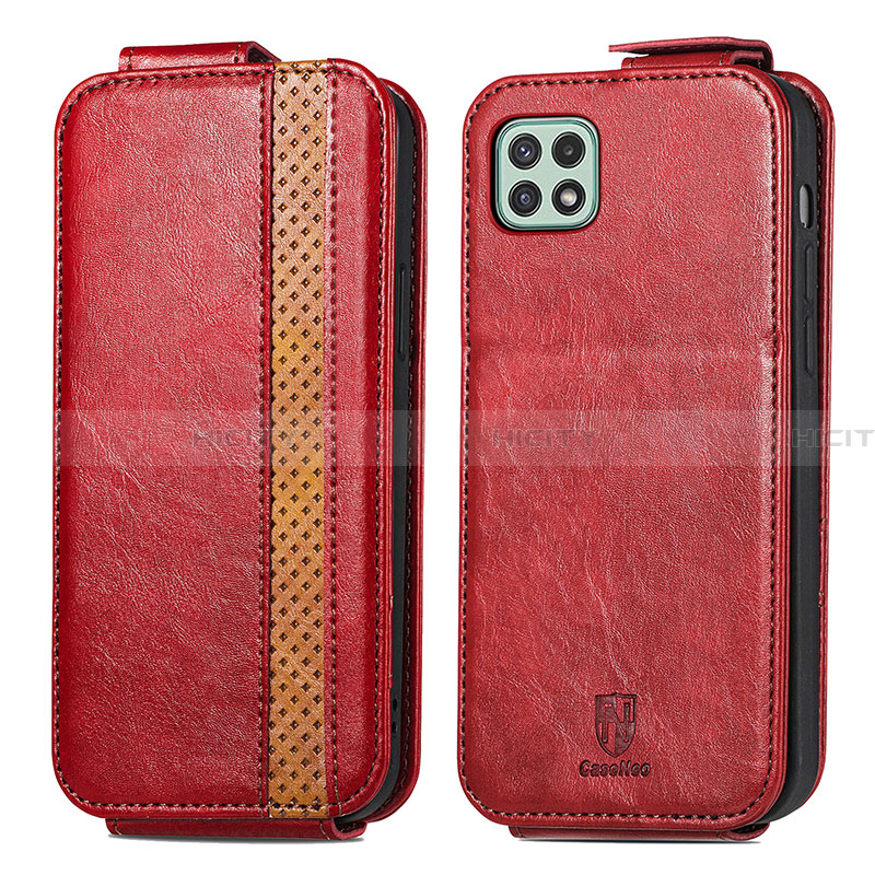 Housse Clapet Portefeuille Cuir pour Samsung Galaxy A22 5G Rouge Plus