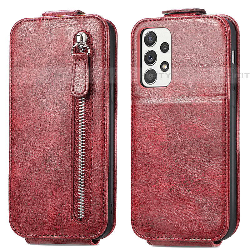 Housse Clapet Portefeuille Cuir pour Samsung Galaxy A52 4G Rouge Plus