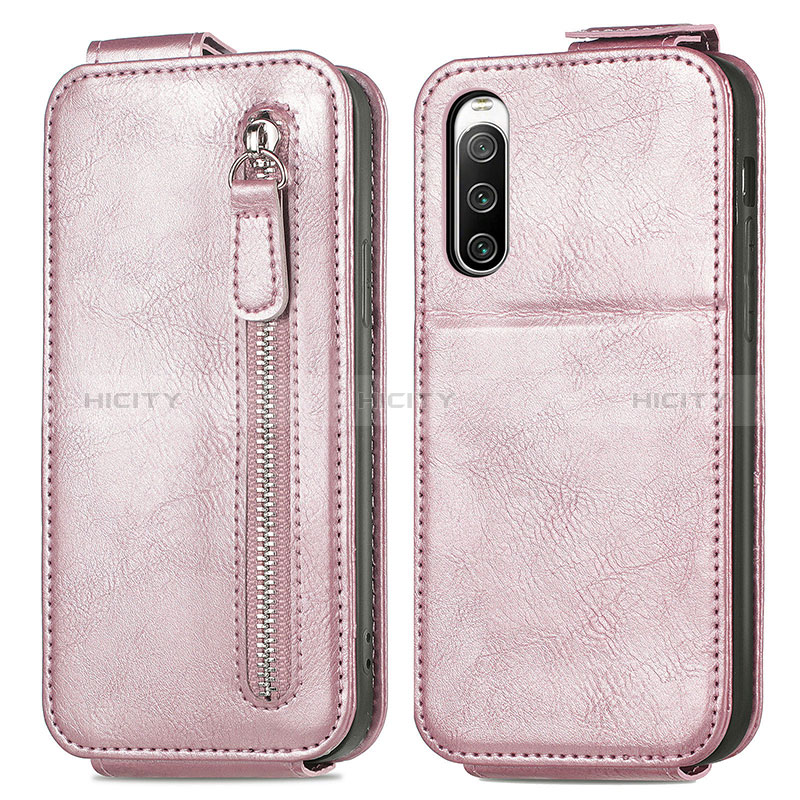 Housse Clapet Portefeuille Cuir pour Sony Xperia 10 IV Or Rose Plus