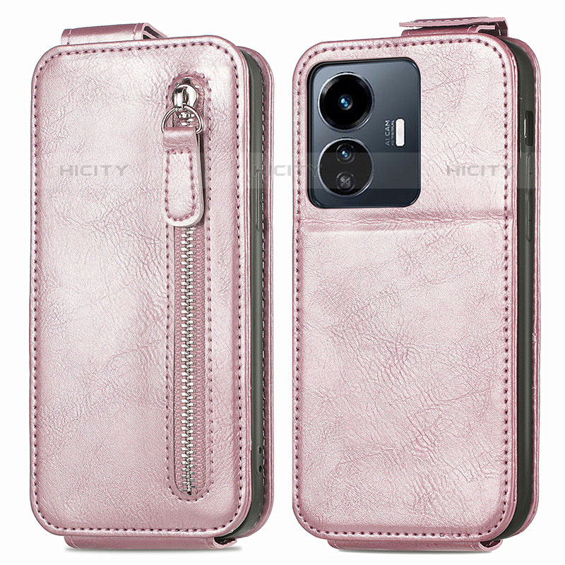 Housse Clapet Portefeuille Cuir pour Vivo iQOO Z6 Lite 5G Or Rose Plus